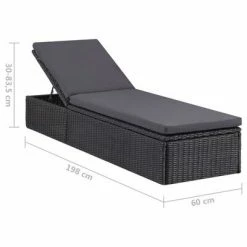 VidaXL Chaise longue Résine tressée Noir et gris foncé 13 VidaXL Chaise longue Résine tressée Noir et gris foncé -Bains de soleil Soldes image 6 310148