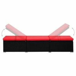 VidaXL Chaise longue avec coussin et table à thé Résine tressée Rouge 13 VidaXL Chaise longue avec coussin et table à thé Résine tressée Rouge -Bains de soleil Soldes image 6 310226