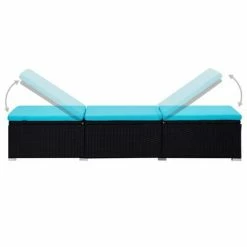 VidaXL Chaise longue avec coussin et table à thé Résine tressée Bleu 13 VidaXL Chaise longue avec coussin et table à thé Résine tressée Bleu -Bains de soleil Soldes image 6 310227