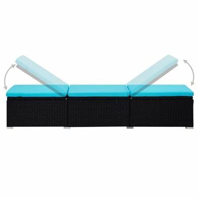 VidaXL Chaise longue avec coussin et table à thé Résine tressée Bleu 8 VidaXL Chaise longue avec coussin et table à thé Résine tressée Bleu – Image 6
