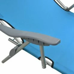 VidaXL Chaise longue avec auvent Acier Bleu -Bains de soleil Soldes image 6 310336