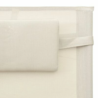 VidaXL Chaise longue Textilène Crème et gris 8 VidaXL Chaise longue Textilène Crème et gris – Image 6