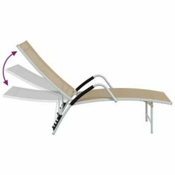 VidaXL Chaise longue Textilène et aluminium Crème 13 VidaXL Chaise longue Textilène et aluminium Crème -Bains de soleil Soldes image 6 310522