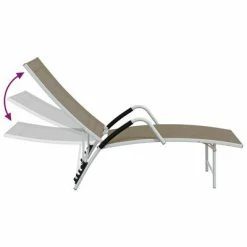 VidaXL Chaise longue Textilène et aluminium Taupe 13 VidaXL Chaise longue Textilène et aluminium Taupe -Bains de soleil Soldes image 6 310523