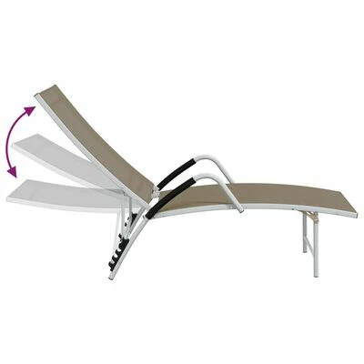 VidaXL Chaise longue Textilène et aluminium Taupe 8 VidaXL Chaise longue Textilène et aluminium Taupe – Image 6