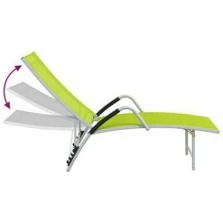 VidaXL Chaise longue Textilène et aluminium Vert 13 VidaXL Chaise longue Textilène et aluminium Vert -Bains de soleil Soldes image 6 310524