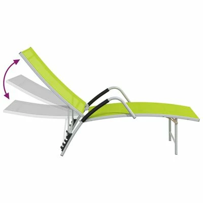 VidaXL Chaise longue Textilène et aluminium Vert 8 VidaXL Chaise longue Textilène et aluminium Vert – Image 6