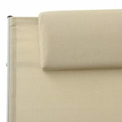 VidaXL Chaise longue avec oreiller Textilène Crème -Bains de soleil Soldes image 6 310530