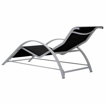 VidaXL Chaises longues 2 pcs avec table Aluminium Noir 7 VidaXL Chaises longues 2 pcs avec table Aluminium Noir – Image 6
