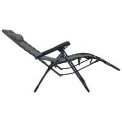 VidaXL Chaises pliables de terrasse 2 pcs Gris Textilène 13 VidaXL Chaises pliables de terrasse 2 pcs Gris Textilène -Bains de soleil Soldes image 6 312462
