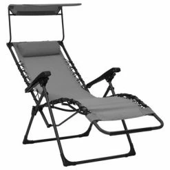 VidaXL Chaise pliable de terrasse Textilène Gris 13 VidaXL Chaise pliable de terrasse Textilène Gris -Bains de soleil Soldes image 6 312466