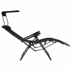 VidaXL Chaise pliable de terrasse Textilène Noir 13 VidaXL Chaise pliable de terrasse Textilène Noir -Bains de soleil Soldes image 6 312467
