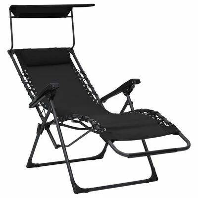 VidaXL Chaises pliables de terrasse 2 pcs Textilène Noir 8 VidaXL Chaises pliables de terrasse 2 pcs Textilène Noir – Image 6