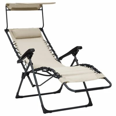 VidaXL Chaises pliables de terrasse 2 pcs Textilène Crème 8 VidaXL Chaises pliables de terrasse 2 pcs Textilène Crème – Image 6
