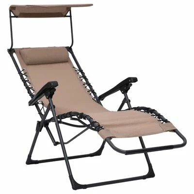 VidaXL Chaises pliables de terrasse 2 pcs Textilène Taupe 8 VidaXL Chaises pliables de terrasse 2 pcs Textilène Taupe – Image 6