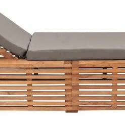 VidaXL Chaise longue avec coussin gris foncé Bois de teck solide -Bains de soleil Soldes image 6 316038