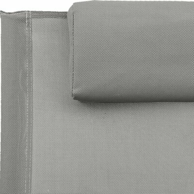 VidaXL Chaise longue avec oreiller Acier et textilène Gris 8 VidaXL Chaise longue avec oreiller Acier et textilène Gris – Image 6