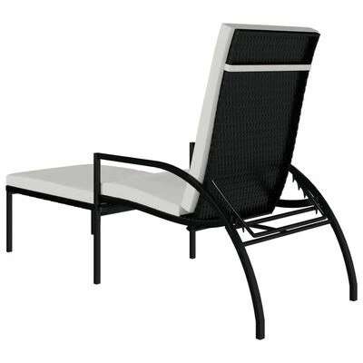VidaXL Chaise longue avec repose-pied Résine tressée Noir 8 VidaXL Chaise longue avec repose-pied Résine tressée Noir – Image 6