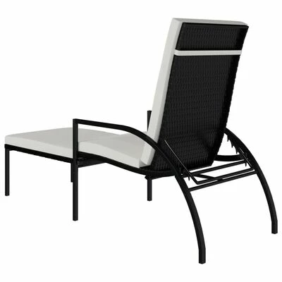 VidaXL Chaises longues avec repose-pied 2 pcs Résine tressée Noir 8 VidaXL Chaises longues avec repose-pied 2 pcs Résine tressée Noir – Image 6