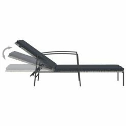 VidaXL Chaise longue de jardin avec coussin Résine tressée Gris 13 VidaXL Chaise longue de jardin avec coussin Résine tressée Gris -Bains de soleil Soldes image 6 317636