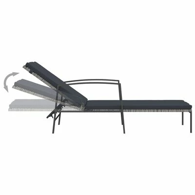 VidaXL Chaise longue de jardin avec coussin Résine tressée Gris 8 VidaXL Chaise longue de jardin avec coussin Résine tressée Gris – Image 6