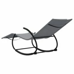 VidaXL Chaise longue à bascule Gris Acier et textilène -Bains de soleil Soldes image 6 318113