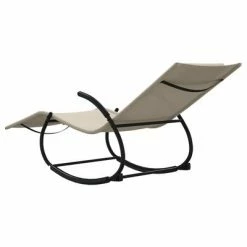 VidaXL Chaise longue à bascule Crème Acier et textilène -Bains de soleil Soldes image 6 318114