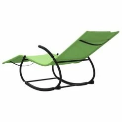 VidaXL Chaise longue à bascule Vert Acier et textilène -Bains de soleil Soldes image 6 318115