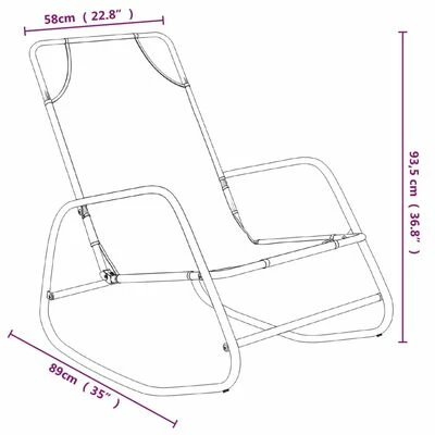 VidaXL Chaise longue à bascule Noir Acier et textilène 8 VidaXL Chaise longue à bascule Noir Acier et textilène – Image 6