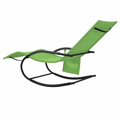 VidaXL Chaises longues à bascule 2 pcs Vert Acier et textilène 8 VidaXL Chaises longues à bascule 2 pcs Vert Acier et textilène – Image 6