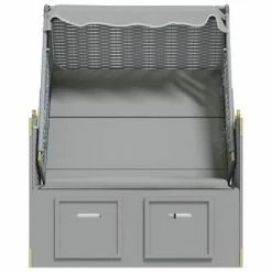 VidaXL Strandkorb avec auvent Résine tressée et bois solide Gris 13 VidaXL Strandkorb avec auvent Résine tressée et bois solide Gris -Bains de soleil Soldes image 6 318650