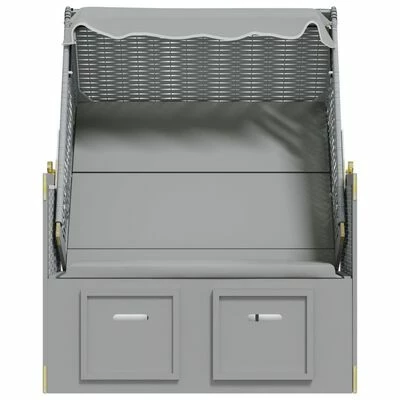 VidaXL Strandkorb avec auvent Résine tressée et bois solide Gris 8 VidaXL Strandkorb avec auvent Résine tressée et bois solide Gris – Image 6