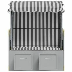 VidaXL Strandkorb avec auvent Résine tressée et bois solide Gris blanc 13 VidaXL Strandkorb avec auvent Résine tressée et bois solide Gris blanc -Bains de soleil Soldes image 6 318652