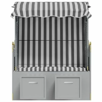 VidaXL Strandkorb avec auvent Résine tressée et bois solide Gris blanc 8 VidaXL Strandkorb avec auvent Résine tressée et bois solide Gris blanc – Image 6
