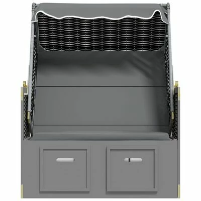 VidaXL Strandkorb avec auvent Résine tressée et bois solide Anthracite 8 VidaXL Strandkorb avec auvent Résine tressée et bois solide Anthracite – Image 6