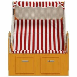 VidaXL Strandkorb avec auvent Résine tressée bois solide Rouge blanc 13 VidaXL Strandkorb avec auvent Résine tressée bois solide Rouge blanc -Bains de soleil Soldes image 6 318656