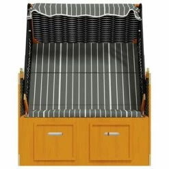 VidaXL Strandkorb avec auvent Résine tressée et bois solide Noir gris 13 VidaXL Strandkorb avec auvent Résine tressée et bois solide Noir gris -Bains de soleil Soldes image 6 318657