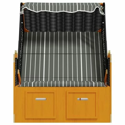 VidaXL Strandkorb avec auvent Résine tressée et bois solide Noir gris 8 VidaXL Strandkorb avec auvent Résine tressée et bois solide Noir gris – Image 6