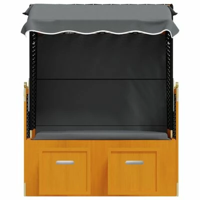 VidaXL Strandkorb avec auvent Résine tressée et bois solide Anthracite 8 VidaXL Strandkorb avec auvent Résine tressée et bois solide Anthracite – Image 6