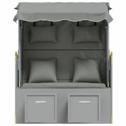 VidaXL Strandkorb avec coussins Résine tressée et bois solide Gris 13 VidaXL Strandkorb avec coussins Résine tressée et bois solide Gris -Bains de soleil Soldes image 6 318659