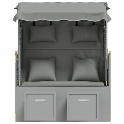 VidaXL Strandkorb avec coussins Résine tressée et bois solide Gris 8 VidaXL Strandkorb avec coussins Résine tressée et bois solide Gris – Image 6