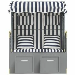 VidaXL Strandkorb avec coussins Résine tressée bois solide Bleu blanc 13 VidaXL Strandkorb avec coussins Résine tressée bois solide Bleu blanc -Bains de soleil Soldes image 6 318660