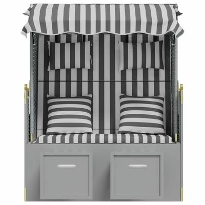 VidaXL Strandkorb avec coussins Résine tressée bois solide Gris blanc 8 VidaXL Strandkorb avec coussins Résine tressée bois solide Gris blanc – Image 6