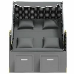 VidaXL Strandkorb avec coussin Résine tressée bois solide Anthracite 13 VidaXL Strandkorb avec coussin Résine tressée bois solide Anthracite -Bains de soleil Soldes image 6 318662