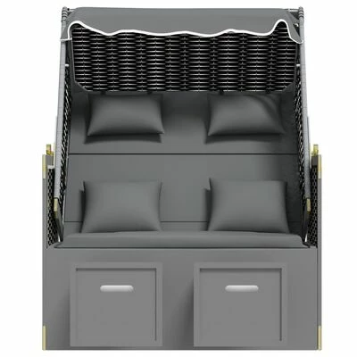 VidaXL Strandkorb avec coussin Résine tressée bois solide Anthracite 8 VidaXL Strandkorb avec coussin Résine tressée bois solide Anthracite – Image 6