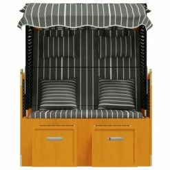 VidaXL Strandkorb avec coussins Résine tressée bois solide Noir gris 13 VidaXL Strandkorb avec coussins Résine tressée bois solide Noir gris -Bains de soleil Soldes image 6 318666