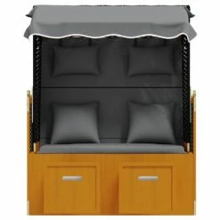 VidaXL Strandkorb avec coussin Résine tressée bois solide Anthracite 13 VidaXL Strandkorb avec coussin Résine tressée bois solide Anthracite -Bains de soleil Soldes image 6 318667