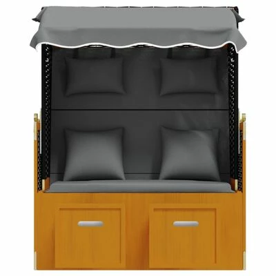 VidaXL Strandkorb avec coussin Résine tressée bois solide Anthracite 8 VidaXL Strandkorb avec coussin Résine tressée bois solide Anthracite – Image 6