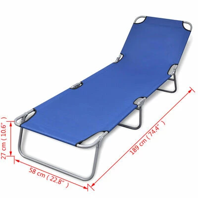 VidaXL Chaise longue pliable Acier enduit de poudre Bleu 8 VidaXL Chaise longue pliable Acier enduit de poudre Bleu – Image 6