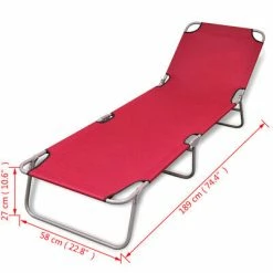 VidaXL Chaise longue pliable Acier enduit de poudre Rouge 13 VidaXL Chaise longue pliable Acier enduit de poudre Rouge -Bains de soleil Soldes image 6 41479